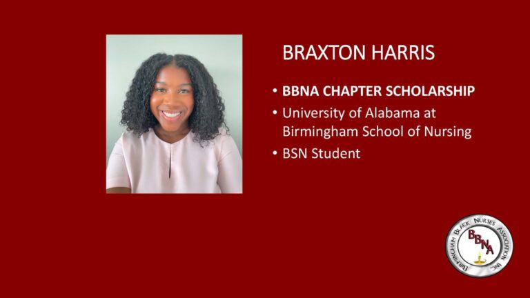 Braxton Harris, BBNA scholarship recipient, BSN student.